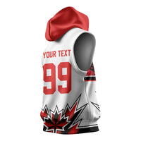 Canada Ice Hockey Custom Sleeveless Hoodie Maple Leaves Sporty Geometric Style