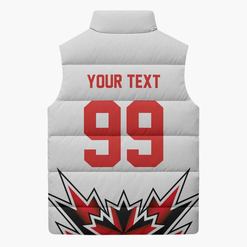 Canada Ice Hockey Custom Sleeveless Puffer Jacket Maple Leaves Sporty Geometric Style