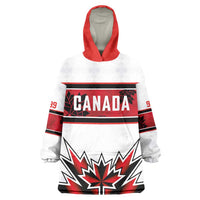 Canada Ice Hockey Custom Wearable Blanket Hoodie Maple Leaves Sporty Geometric Style