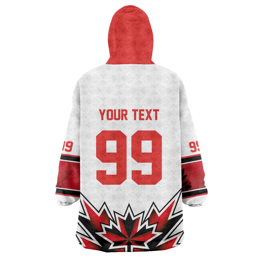Canada Ice Hockey Custom Wearable Blanket Hoodie Maple Leaves Sporty Geometric Style