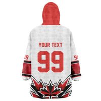 Canada Ice Hockey Custom Wearable Blanket Hoodie Maple Leaves Sporty Geometric Style