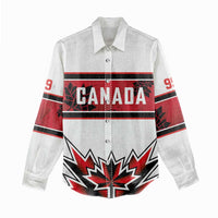 Canada Ice Hockey Custom Women Casual Shirt Maple Leaves Sporty Geometric Style