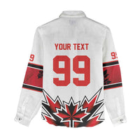 Canada Ice Hockey Custom Women Casual Shirt Maple Leaves Sporty Geometric Style
