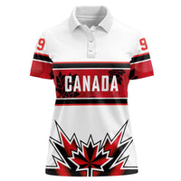 Canada Ice Hockey Custom Women Polo Shirt Maple Leaves Sporty Geometric Style