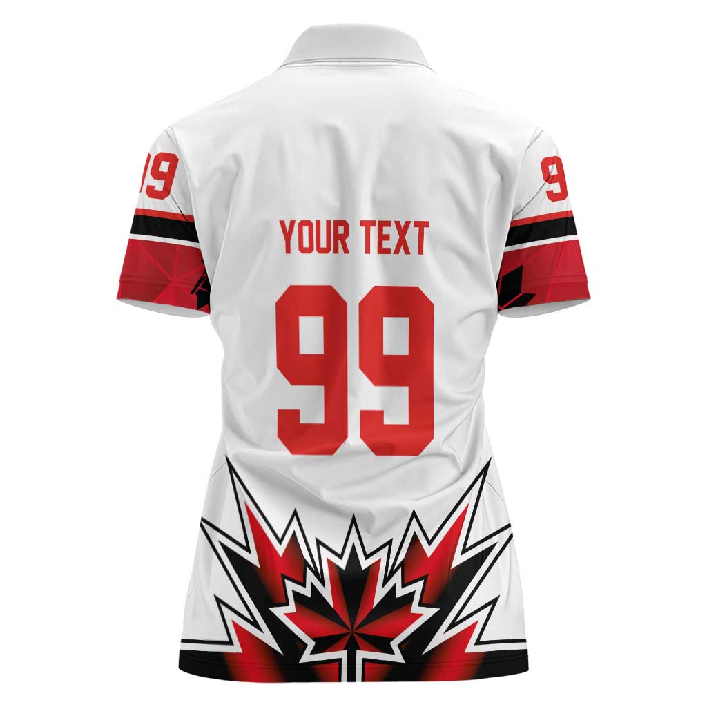 Canada Ice Hockey Custom Women Polo Shirt Maple Leaves Sporty Geometric Style