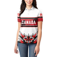 Canada Ice Hockey Custom Women Polo Shirt Maple Leaves Sporty Geometric Style