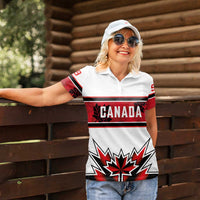 Canada Ice Hockey Custom Women Polo Shirt Maple Leaves Sporty Geometric Style