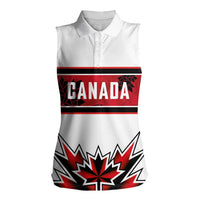 Canada Ice Hockey Custom Women Sleeveless Polo Shirt Maple Leaves Sporty Geometric Style