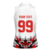 Canada Ice Hockey Custom Women Sleeveless Polo Shirt Maple Leaves Sporty Geometric Style