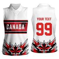 Canada Ice Hockey Custom Women Sleeveless Polo Shirt Maple Leaves Sporty Geometric Style