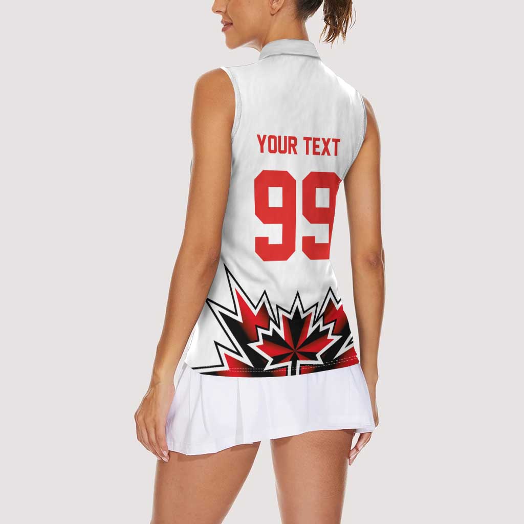 Canada Ice Hockey Custom Women Sleeveless Polo Shirt Maple Leaves Sporty Geometric Style