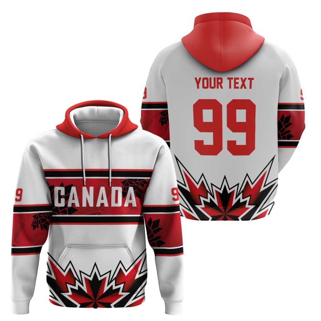 Canada Ice Hockey Custom Zip Hoodie Maple Leaves Sporty Geometric Style