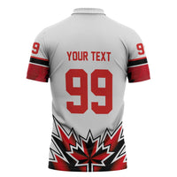 Canada Ice Hockey Custom Zipper Polo Shirt Maple Leaves Sporty Geometric Style