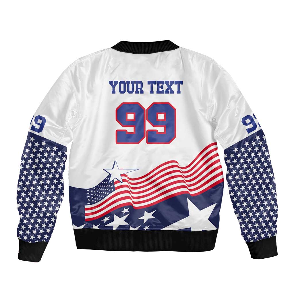 USA Ice Hockey Custom Bomber Jacket Flag Sporty Style