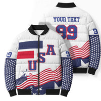 USA Ice Hockey Custom Bomber Puffer Jacket Flag Sporty Style