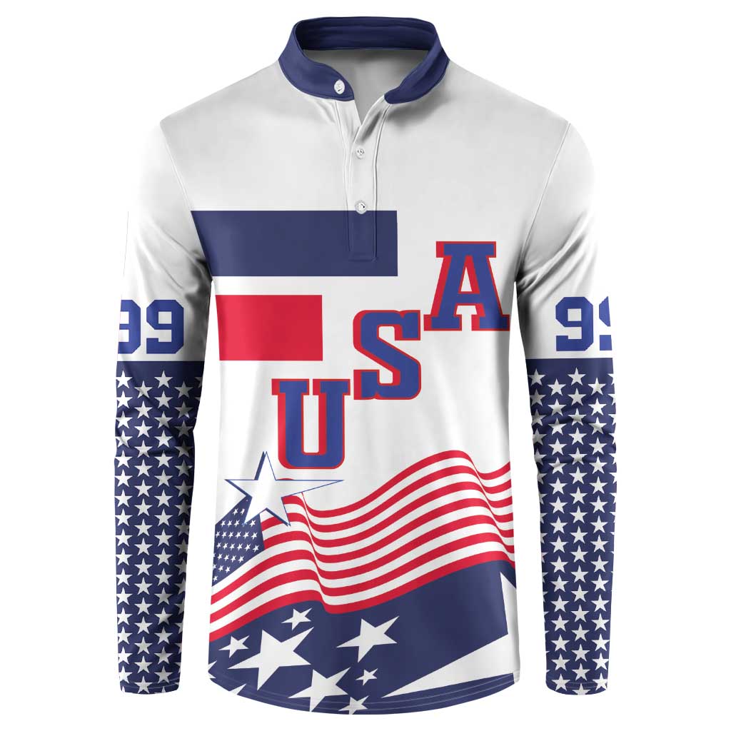 USA Ice Hockey Custom Button Sweatshirt Flag Sporty Style
