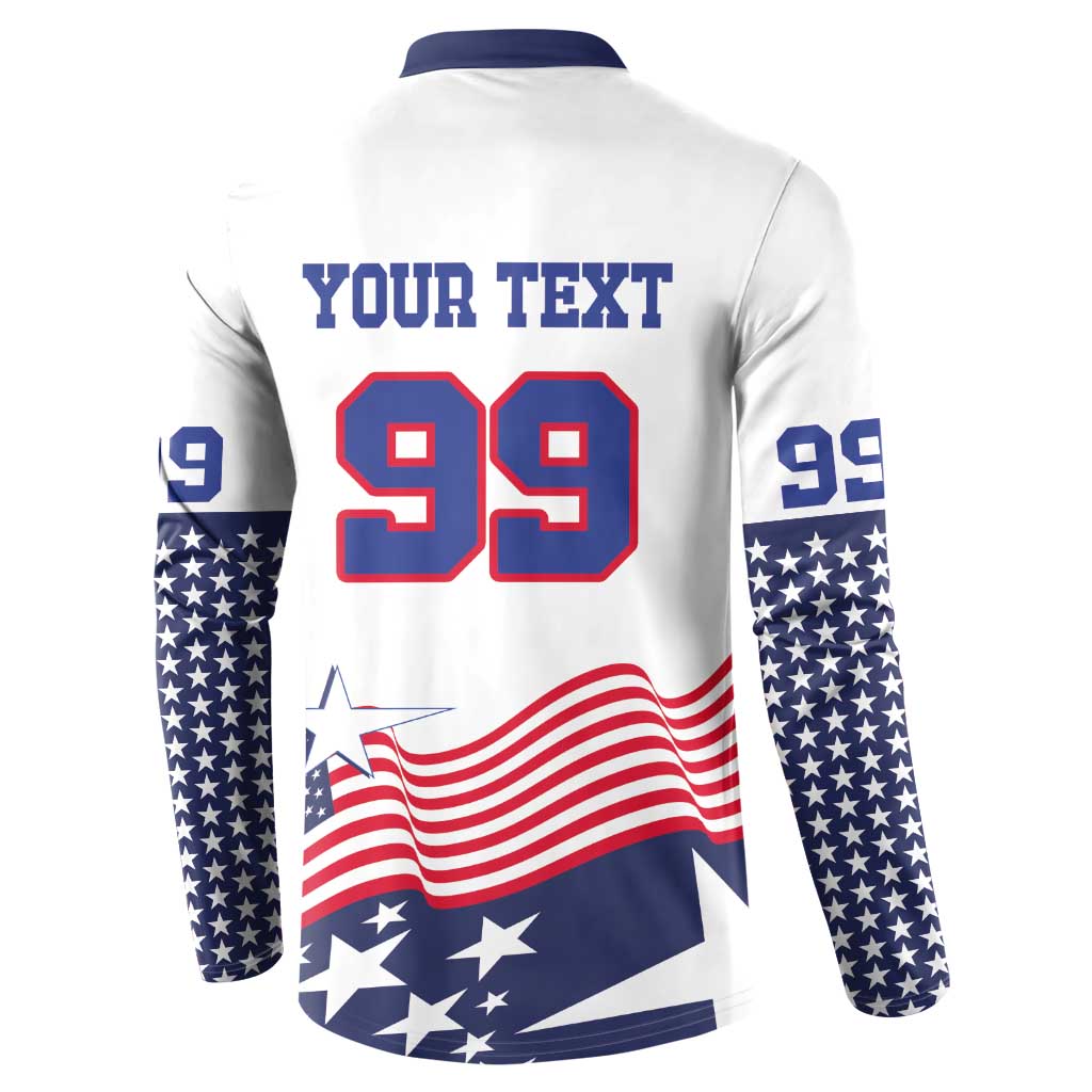USA Ice Hockey Custom Button Sweatshirt Flag Sporty Style