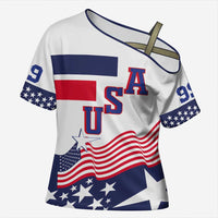 USA Ice Hockey Custom Cross Shoulder Shirt Flag Sporty Style