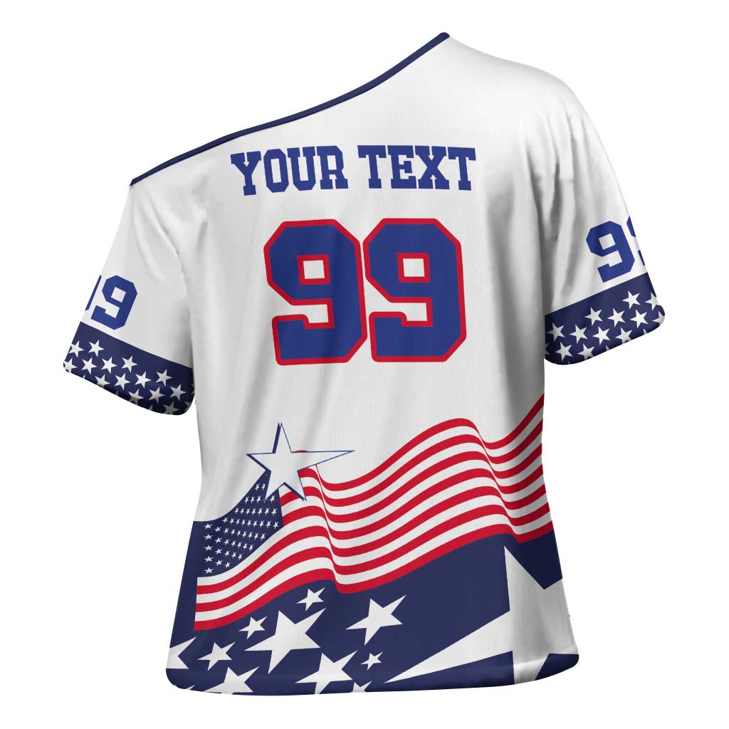 USA Ice Hockey Custom Cross Shoulder Shirt Flag Sporty Style