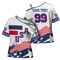 USA Ice Hockey Custom Cross Shoulder Shirt Flag Sporty Style