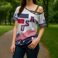 USA Ice Hockey Custom Cross Shoulder Shirt Flag Sporty Style