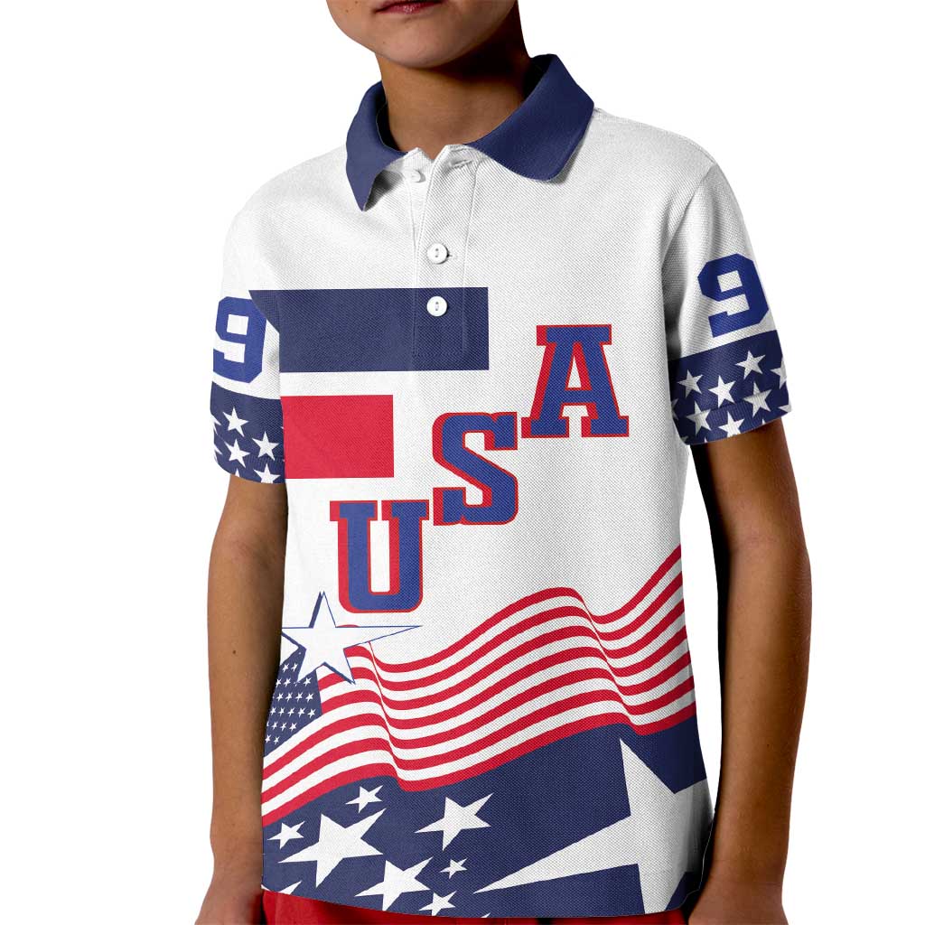 USA Ice Hockey Custom Kid Polo Shirt Flag Sporty Style