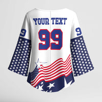 USA Ice Hockey Custom Kimono Sleeve Blouse Flag Sporty Style