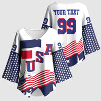 USA Ice Hockey Custom Kimono Sleeve Blouse Flag Sporty Style