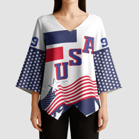 USA Ice Hockey Custom Kimono Sleeve Blouse Flag Sporty Style
