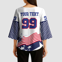 USA Ice Hockey Custom Kimono Sleeve Blouse Flag Sporty Style