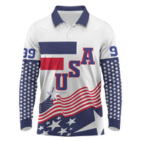 USA Ice Hockey Custom Long Sleeve Polo Shirt Flag Sporty Style