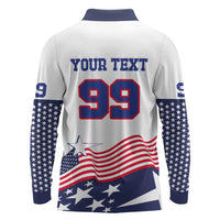 USA Ice Hockey Custom Long Sleeve Polo Shirt Flag Sporty Style
