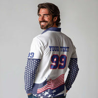 USA Ice Hockey Custom Long Sleeve Polo Shirt Flag Sporty Style