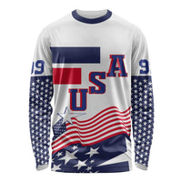 USA Ice Hockey Custom Long Sleeve Shirt Flag Sporty Style