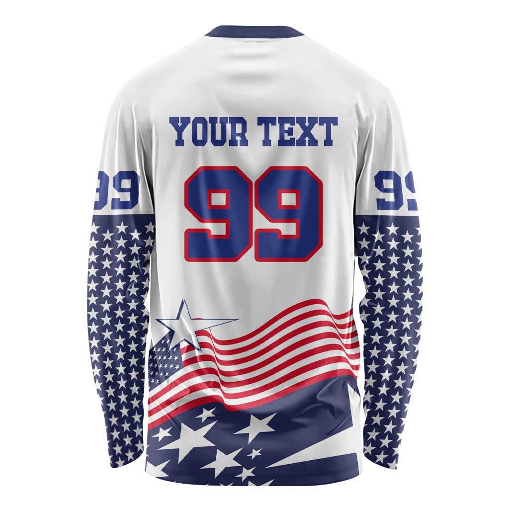USA Ice Hockey Custom Long Sleeve Shirt Flag Sporty Style
