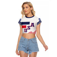 USA Ice Hockey Custom Raglan Cropped T Shirt Flag Sporty Style
