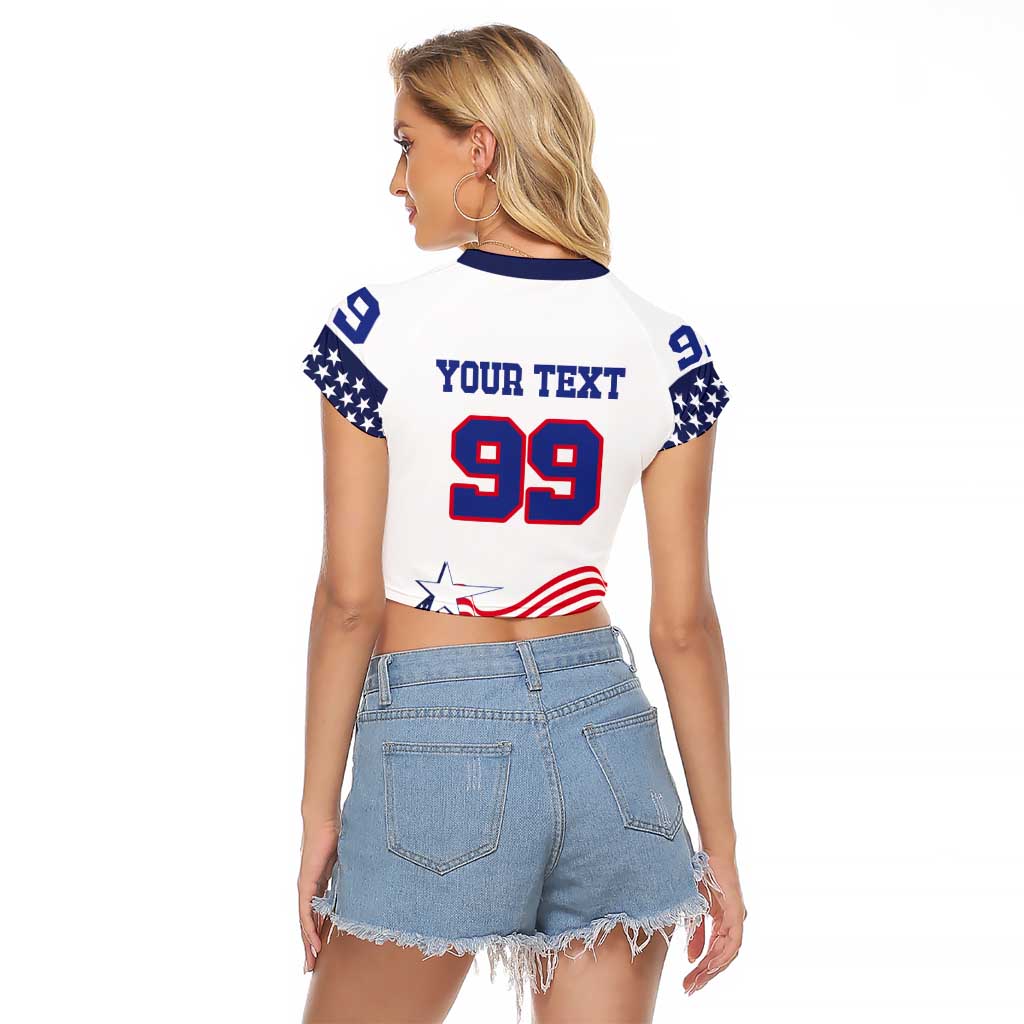 USA Ice Hockey Custom Raglan Cropped T Shirt Flag Sporty Style