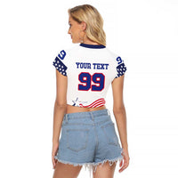 USA Ice Hockey Custom Raglan Cropped T Shirt Flag Sporty Style
