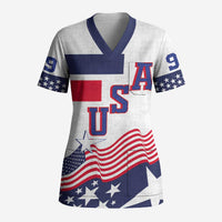 USA Ice Hockey Custom Scrub Top Flag Sporty Style