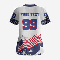 USA Ice Hockey Custom Scrub Top Flag Sporty Style