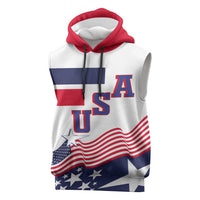 USA Ice Hockey Custom Sleeveless Hoodie Flag Sporty Style