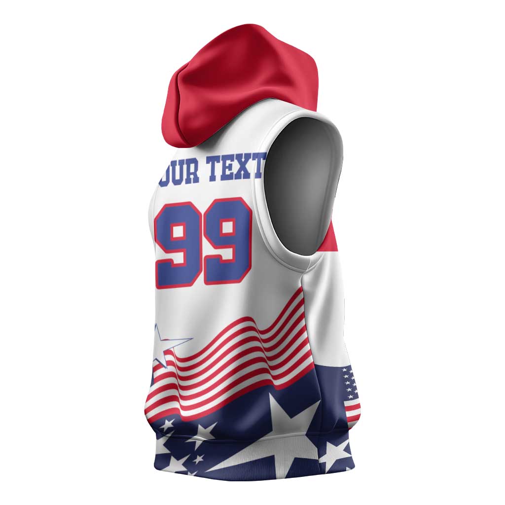 USA Ice Hockey Custom Sleeveless Hoodie Flag Sporty Style