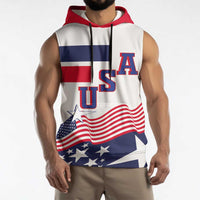 USA Ice Hockey Custom Sleeveless Hoodie Flag Sporty Style