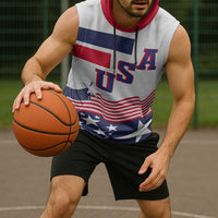 USA Ice Hockey Custom Sleeveless Hoodie Flag Sporty Style
