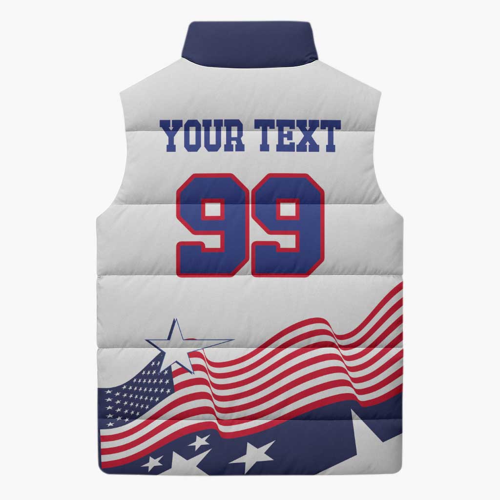USA Ice Hockey Custom Sleeveless Puffer Jacket Flag Sporty Style