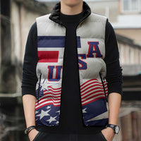USA Ice Hockey Custom Sleeveless Puffer Jacket Flag Sporty Style