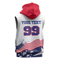 USA Ice Hockey Custom Sleeveless Zip Hoodie Flag Sporty Style