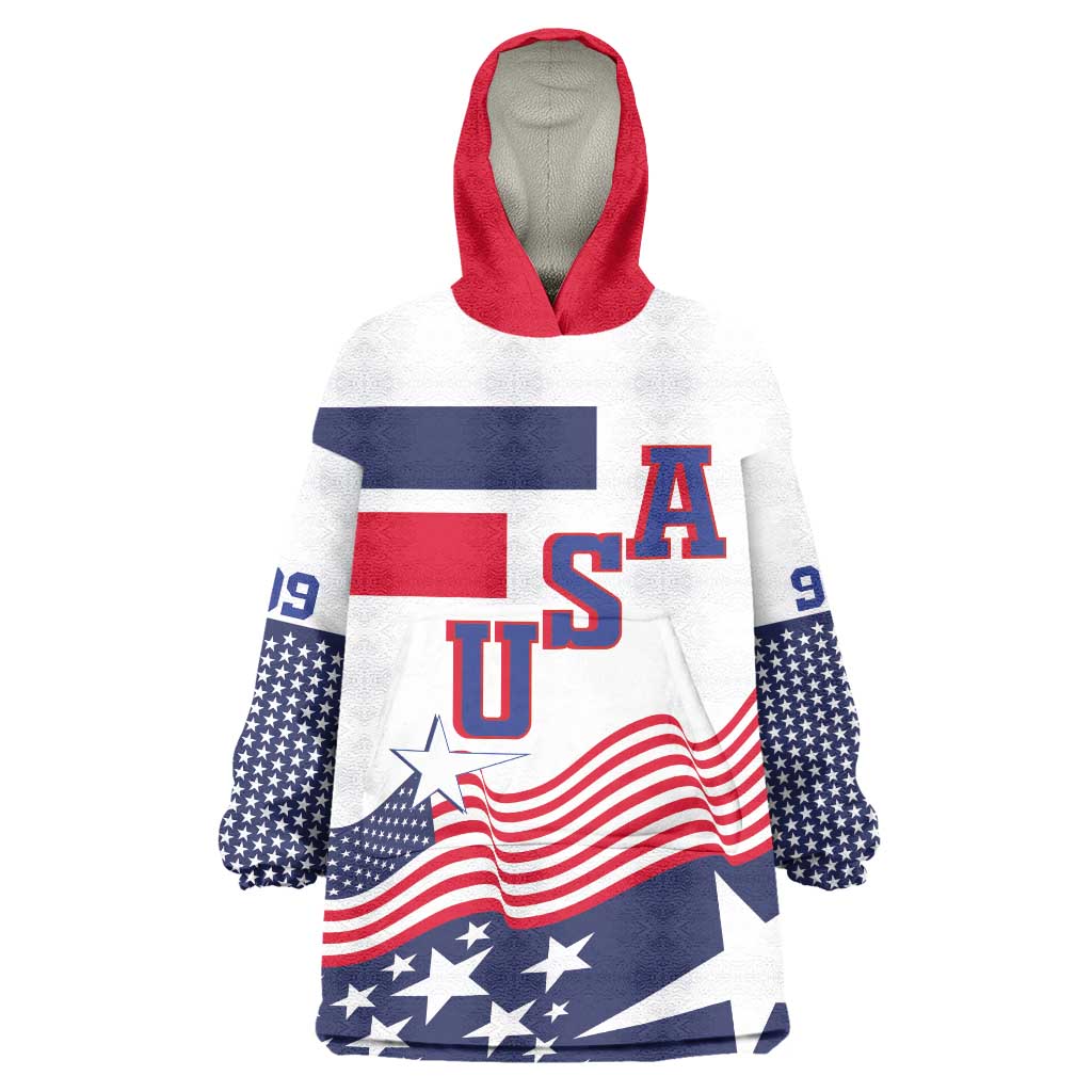 USA Ice Hockey Custom Wearable Blanket Hoodie Flag Sporty Style