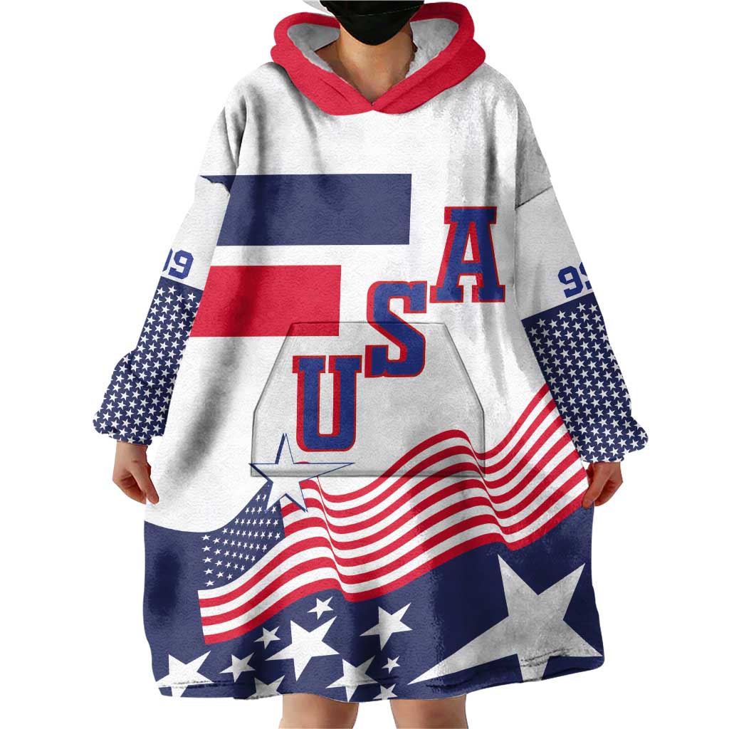 USA Ice Hockey Custom Wearable Blanket Hoodie Flag Sporty Style