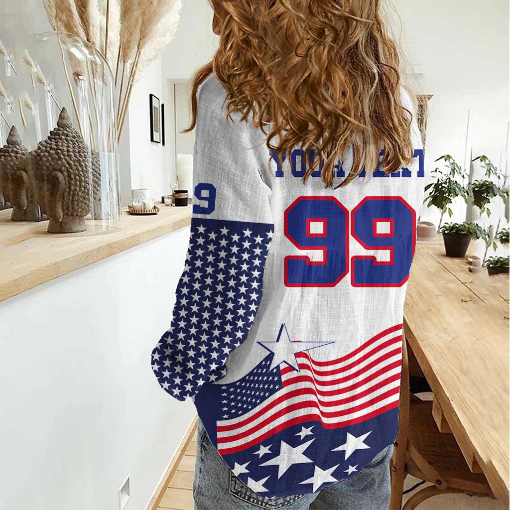USA Ice Hockey Custom Women Casual Shirt Flag Sporty Style